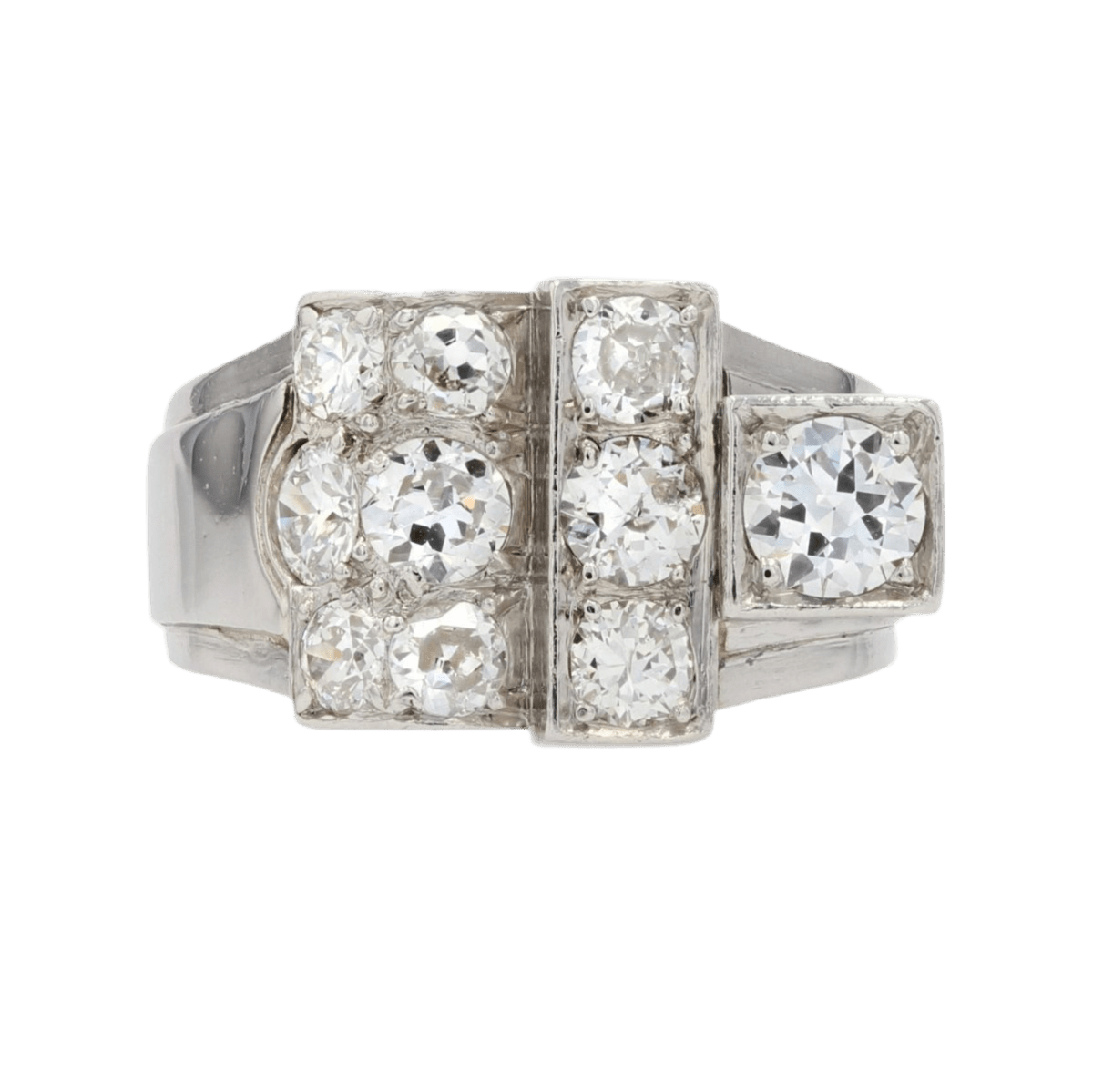 Bague Chevalière en platine et diamants - Castafiore