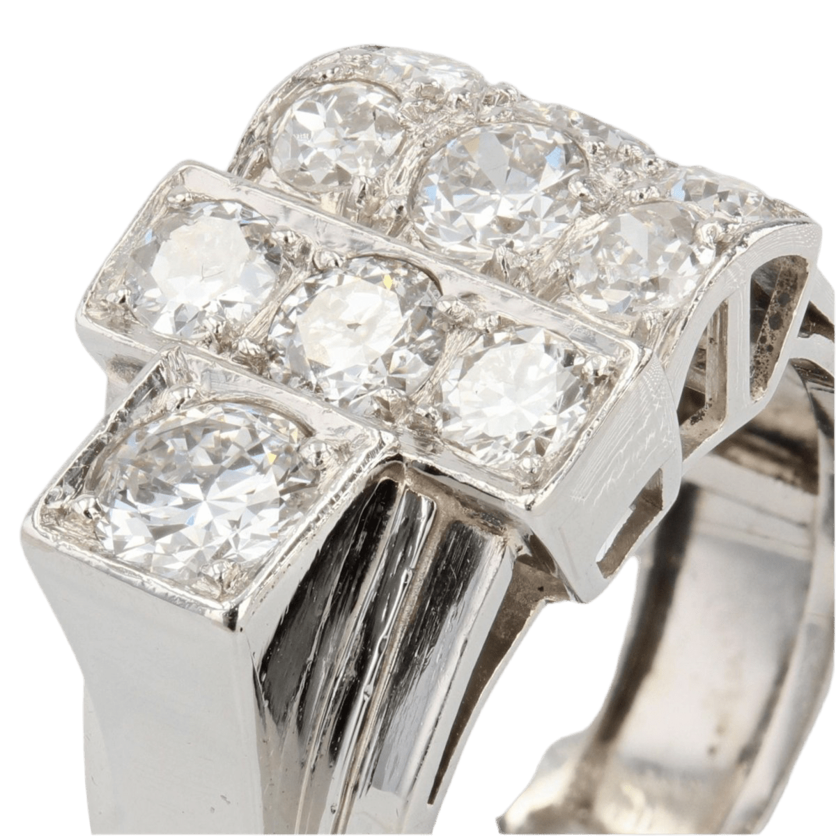 Bague Chevalière en platine et diamants - Castafiore