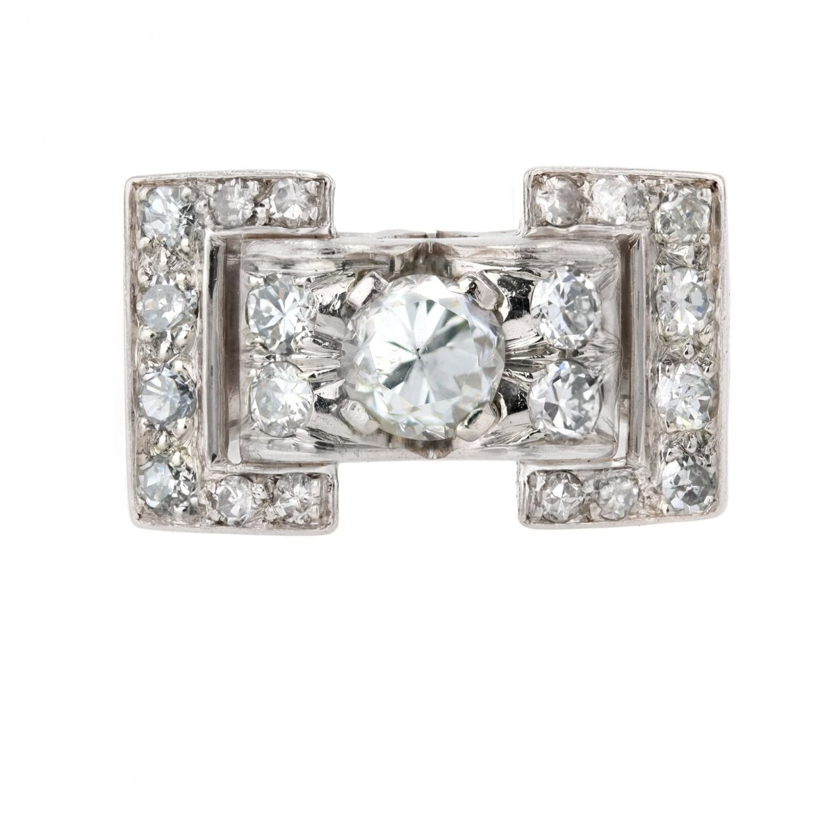 Bague Chevalière en platine et diamants - Castafiore