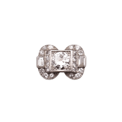 Bague Chevalière en platine et diamants - Castafiore