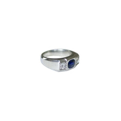 Bague Chevalière en platine, saphir, et diamants - Castafiore