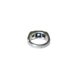Bague Chevalière en platine, saphir, et diamants - Castafiore