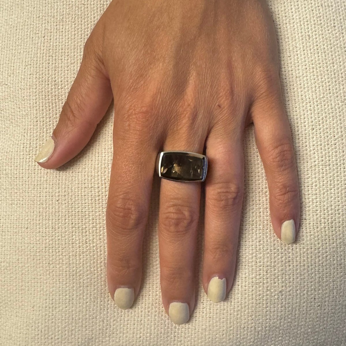 Bague Chevalière FRED en or blanc et quartz - Castafiore