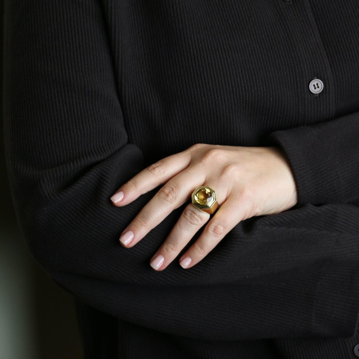 Bague Chevalière FRED en or jaune et citrine - Castafiore