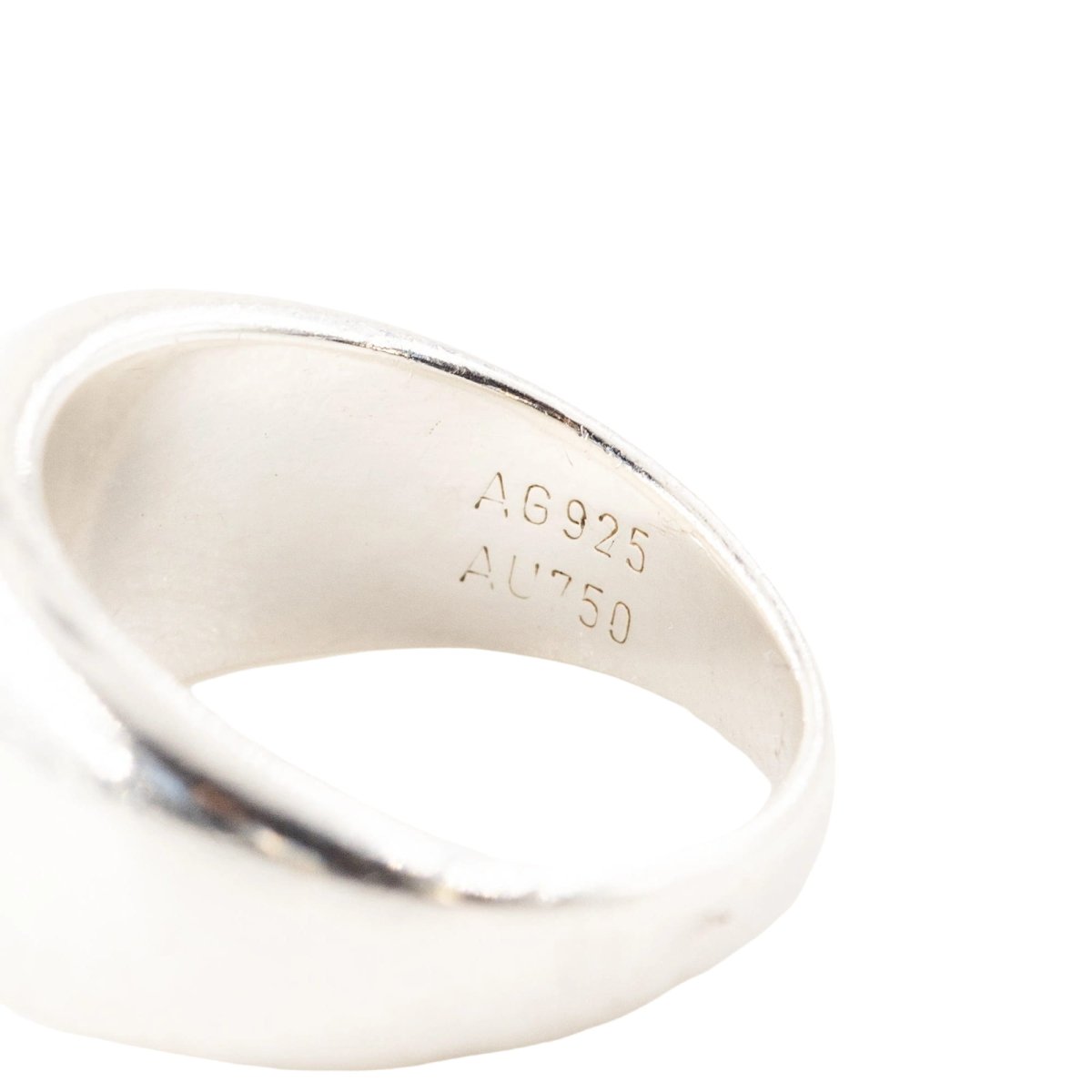 Bague Chevalière HERMÈS "Clou de selle" en argent et or jaune - Castafiore