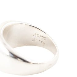 Bague Chevalière HERMÈS "Clou de selle" en argent et or jaune - Castafiore