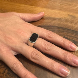 Bague Chevalière LALIQUE "L'homme Alpha" en argent et cristal - Castafiore