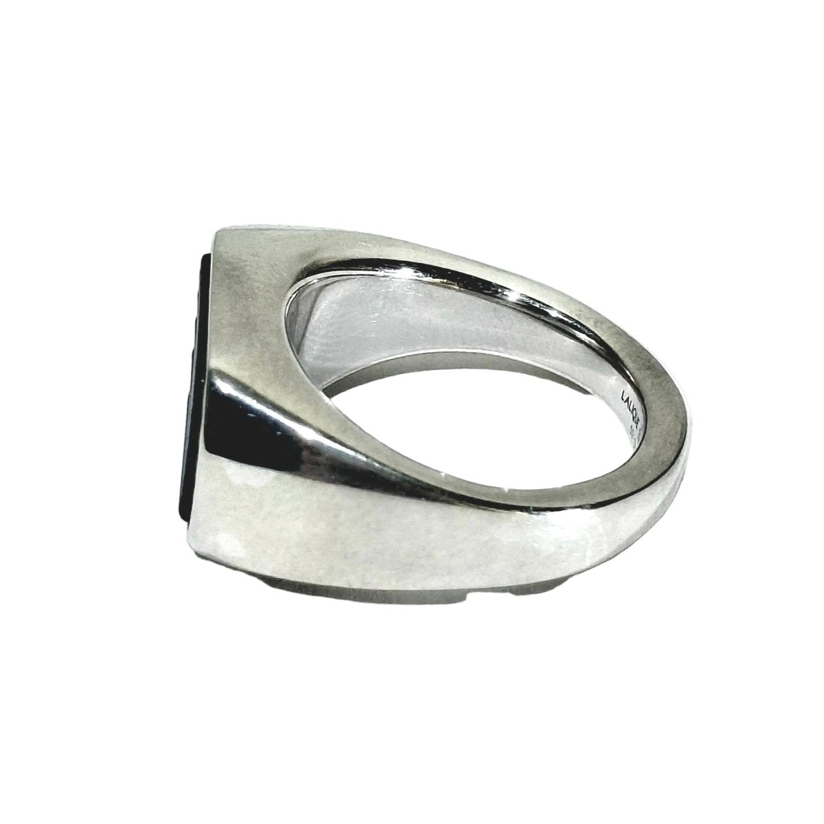 Bague Chevalière LALIQUE "L'homme Alpha" en argent et cristal - Castafiore