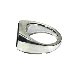 Bague Chevalière LALIQUE "L'homme Alpha" en argent et cristal - Castafiore