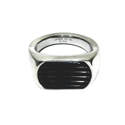 Bague Chevalière LALIQUE "L'homme Alpha" en argent et cristal - Castafiore