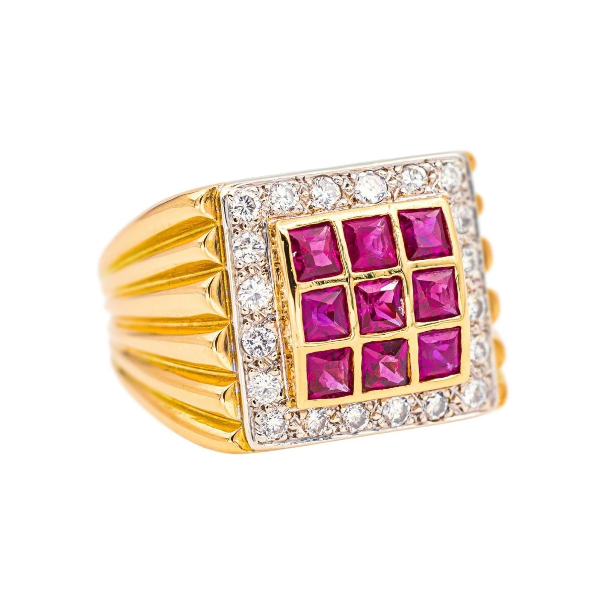 Bague Chevalière Or jaune Rubis - Castafiore