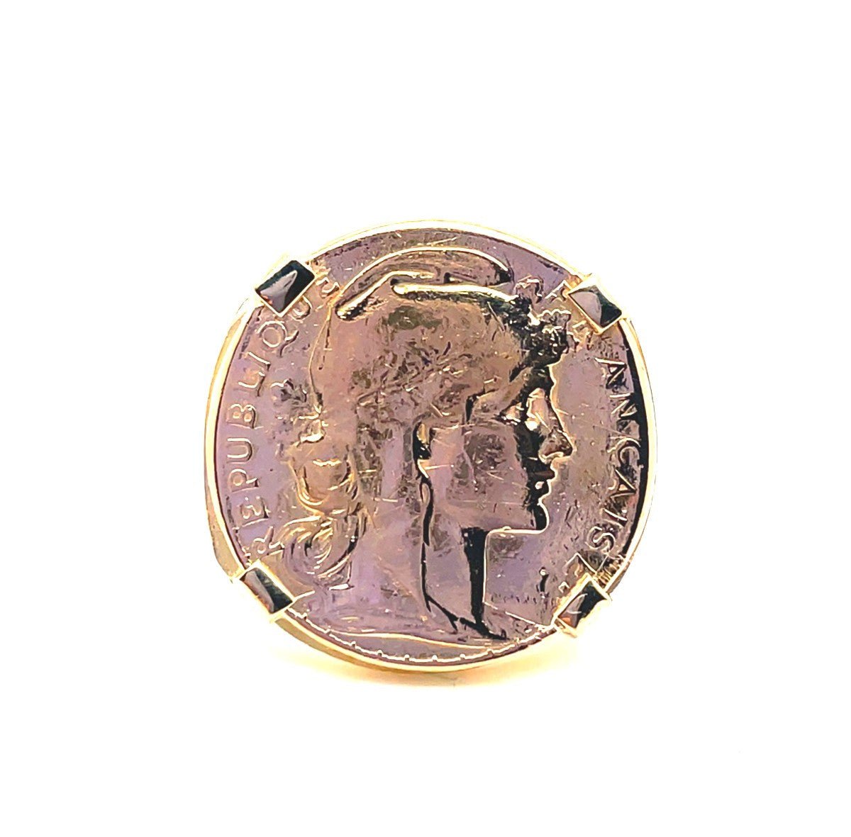 Bague Chevalière Pièce 20F en or jaune - Castafiore