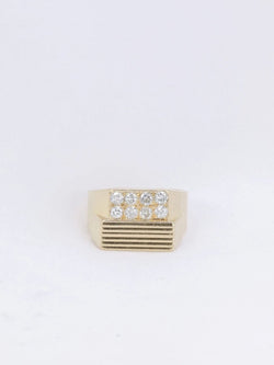 Bague chevalière vintage en or et diamants - Castafiore