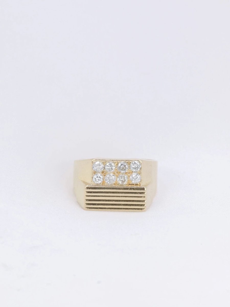 Bague chevalière vintage en or et diamants - Castafiore