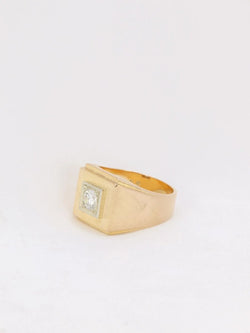 Bague chevalière vintage en or et diamants - Castafiore