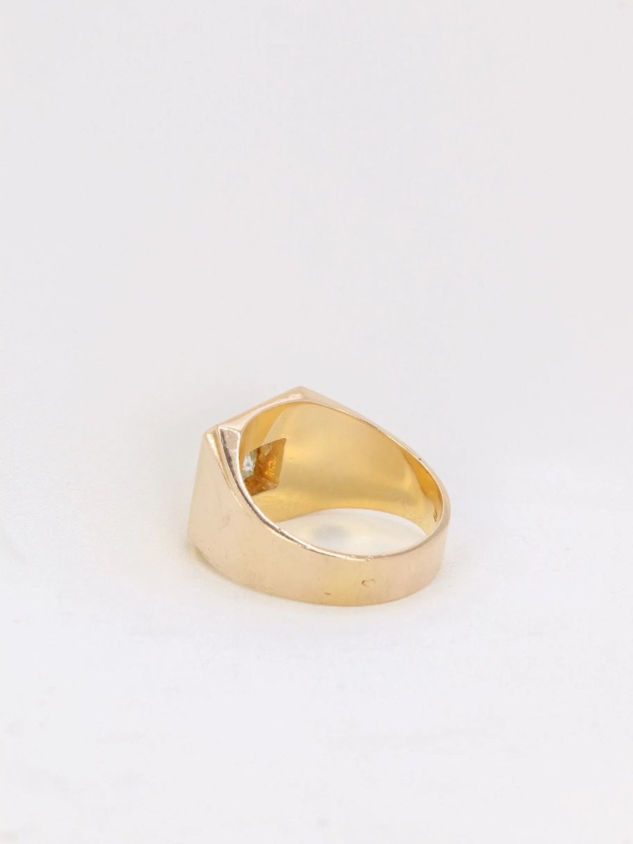 Bague chevalière vintage en or et diamants - Castafiore