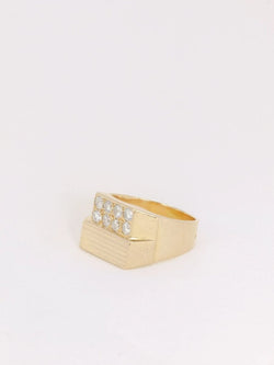 Bague chevalière vintage en or et diamants - Castafiore