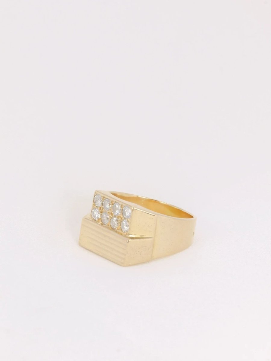 Bague chevalière vintage en or et diamants - Castafiore