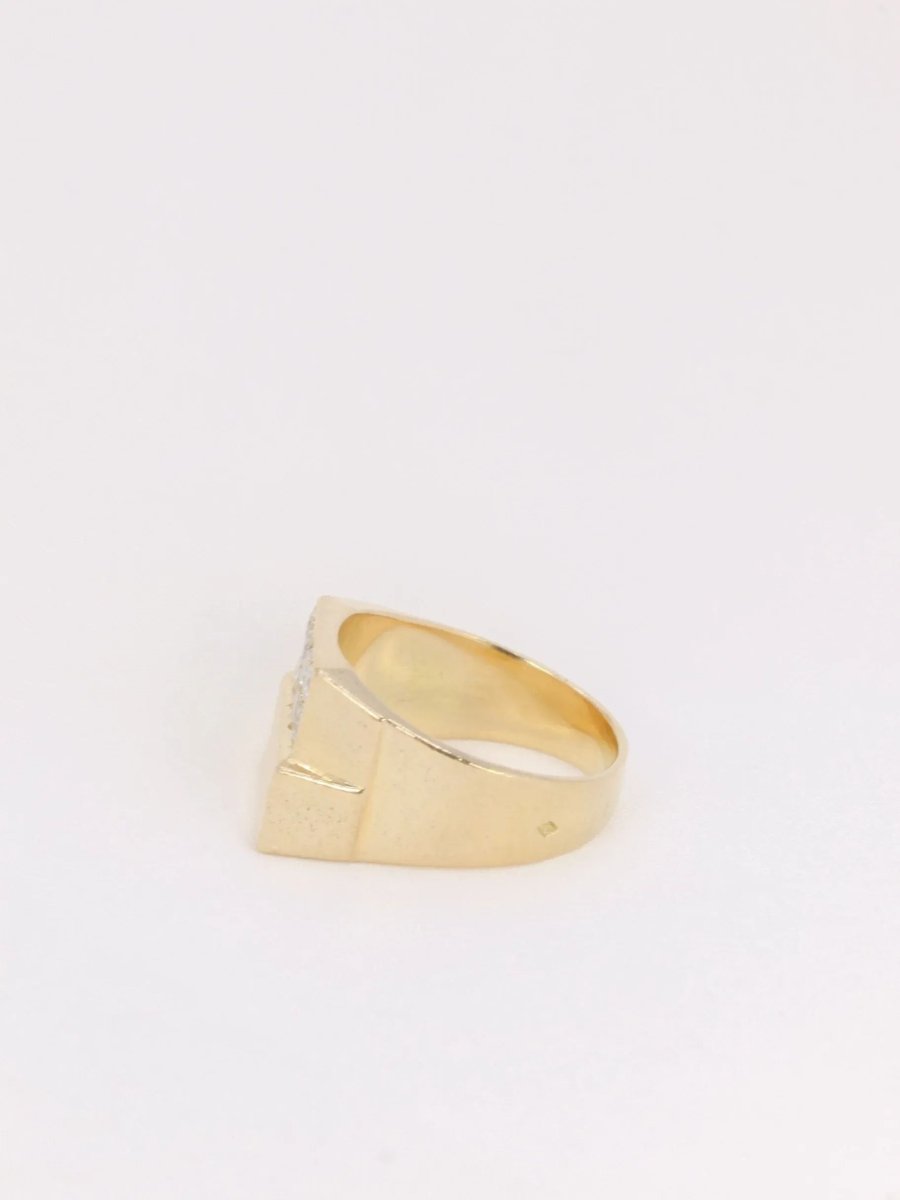 Bague chevalière vintage en or et diamants - Castafiore