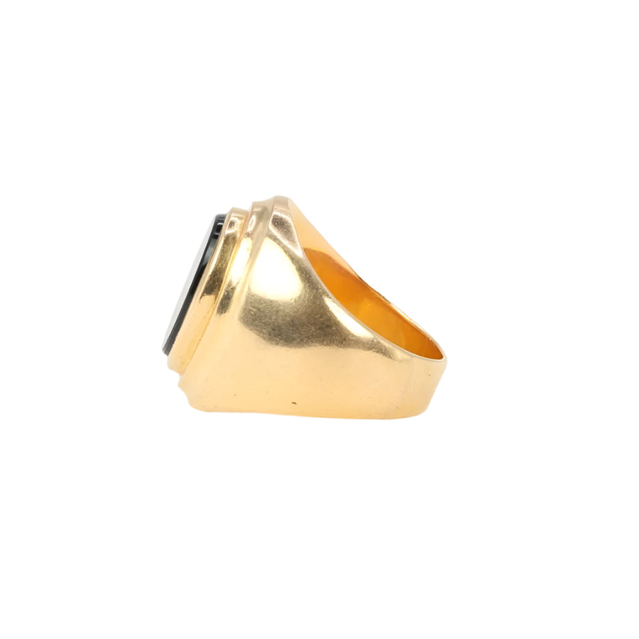 Bague Chevalière Vintage en Or et Onyx - Castafiore