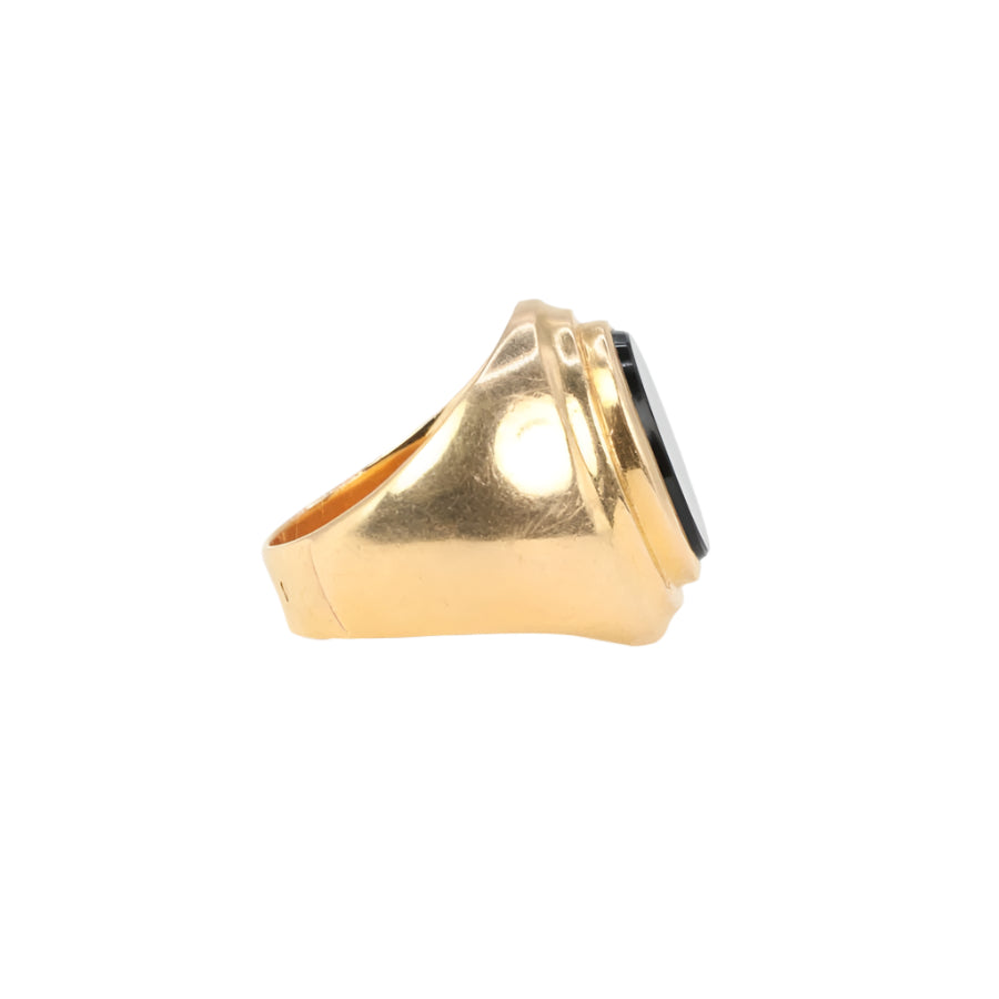 Bague Chevalière Vintage en Or et Onyx - Castafiore