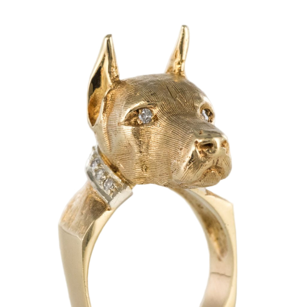 Bague chien et son collier diamants - Castafiore