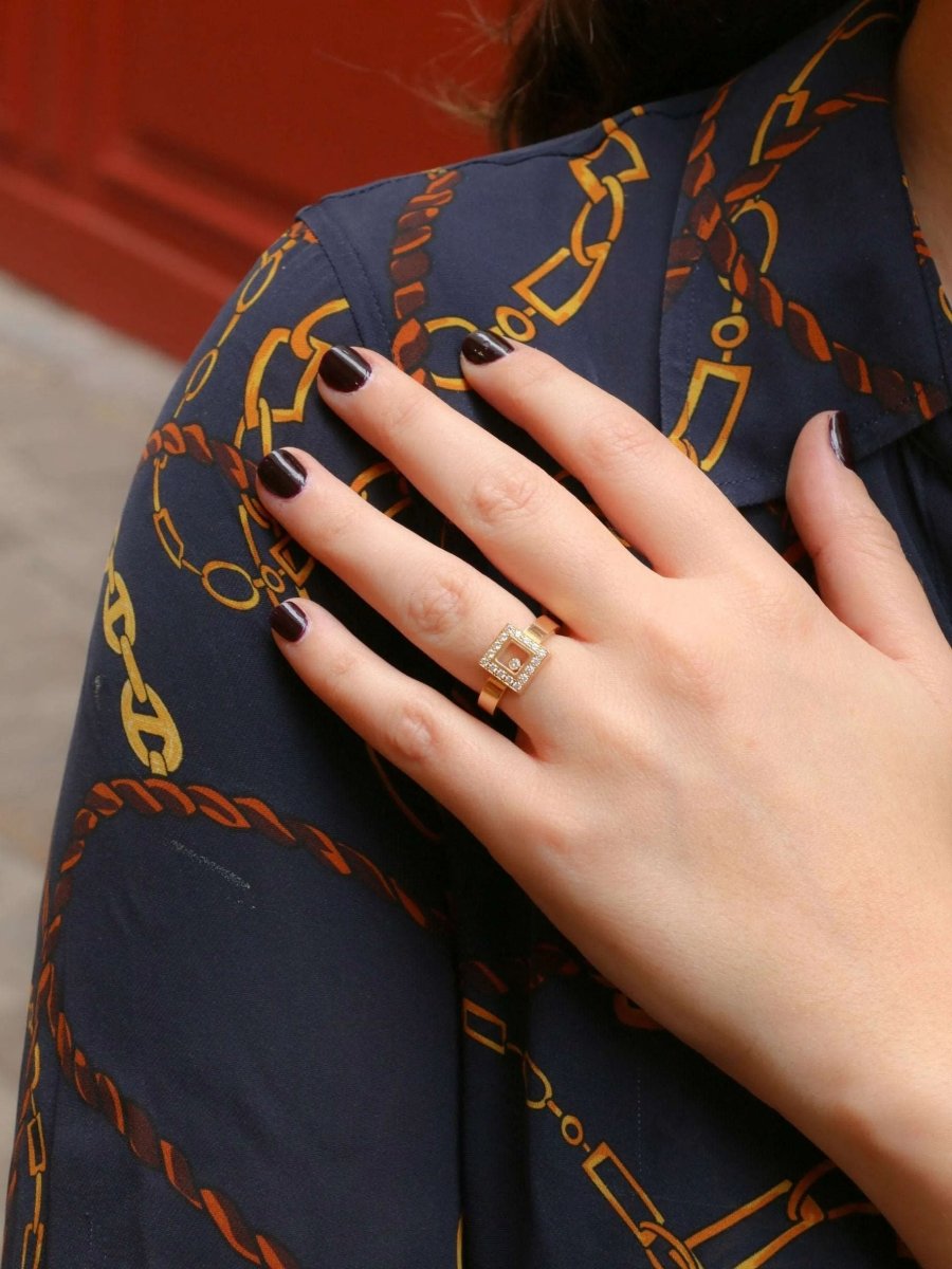 Bague Chopard Happy Diamonds carré en or et diamants - Castafiore