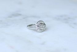 Bague Cible Art Déco Diamants 1,05 Cts sur Or blanc et Platine - Castafiore