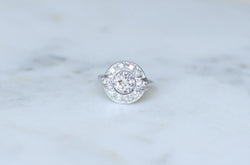 Bague Cible Art Déco Diamants 1,05 Cts sur Or blanc et Platine - Castafiore