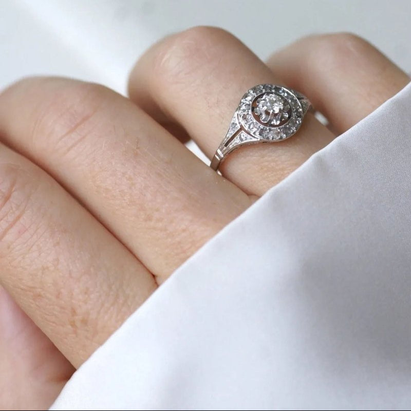 Bague Cible Art Deco Diamants - Castafiore