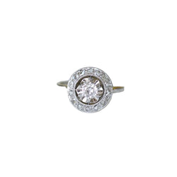 Bague Cible Art Deco Diamants sur Platine et Or blanc - Castafiore