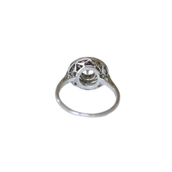 Bague Cible Art Deco Diamants sur Platine et Or blanc - Castafiore