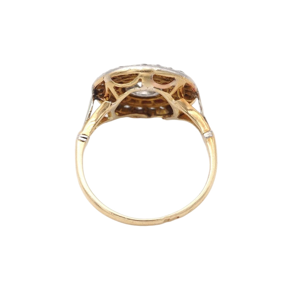 Bague CIBLE Art Deco en platine et or blanc avec rubis et diamants - Castafiore