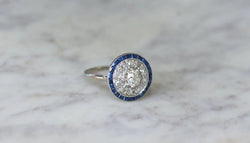 Bague Cible Art Deco Saphirs et Diamants - Castafiore