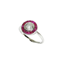 Bague Cible en platine, rubis, et diamants - Castafiore