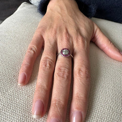 Bague Cible en platine, rubis, et diamants - Castafiore