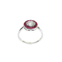 Bague Cible en platine, rubis, et diamants - Castafiore