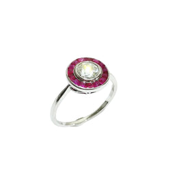 Bague Cible en platine, rubis, et diamants - Castafiore