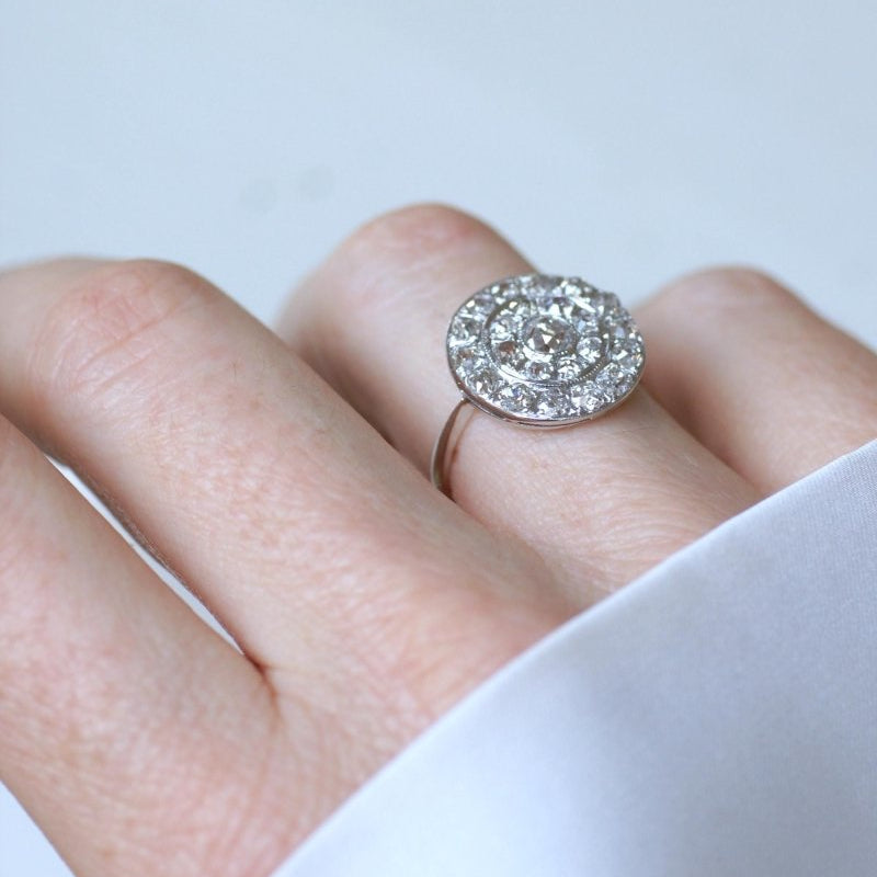 Bague Cible Ronde Art Deco Diamants 1,60 Cts - Castafiore