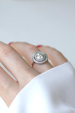 Bague Cible Ronde Art Deco Diamants 1,97 Cts - Castafiore