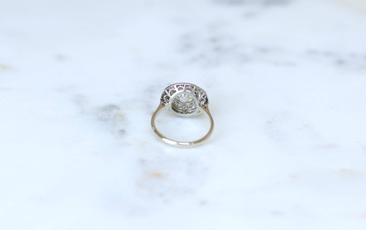 Bague Cible Ronde Art Deco Diamants 1,97 Cts - Castafiore
