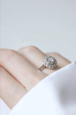 Bague cible ronde Art Déco diamants - Castafiore