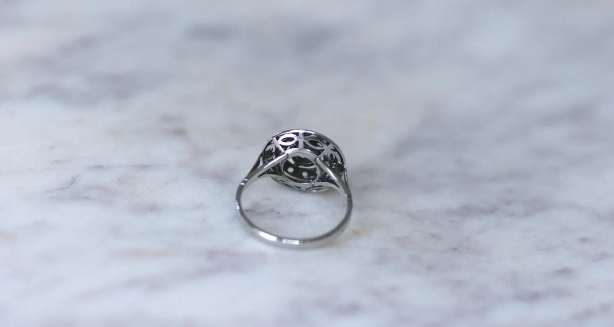 Bague Cible Ronde Art Déco Diamants - Castafiore