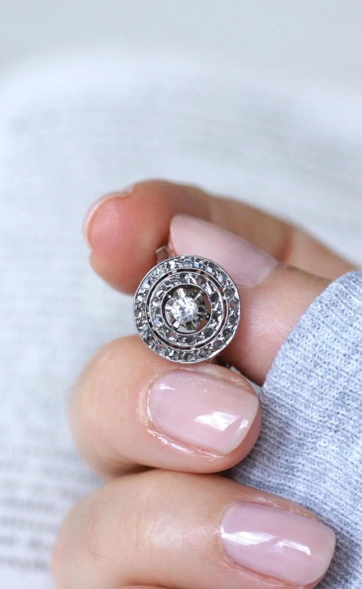 Bague Cible Ronde Art Déco Diamants - Castafiore