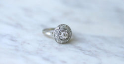Bague cible ronde Art Déco diamants - Castafiore