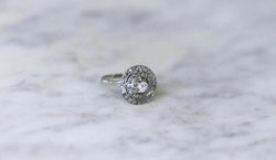 Bague Cible Ronde Art Déco Diamants - Castafiore