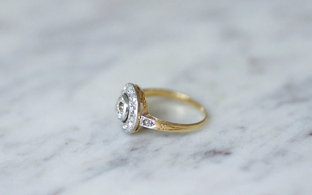 Bague cible ronde diamants - Castafiore