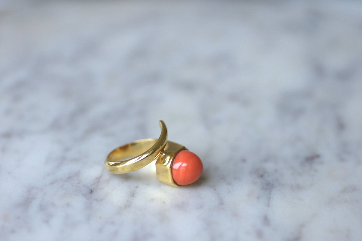 Bague clou or et corail - Castafiore