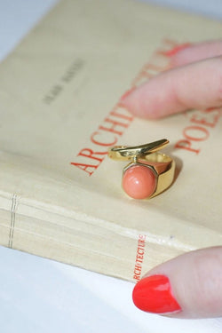 Bague clou or et corail - Castafiore