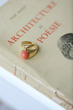 Bague clou or et corail - Castafiore